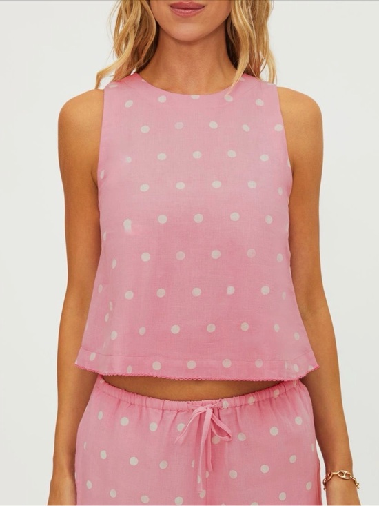 Beach Riot Tops - Beach Riot Dollie Pink & White Polka Dot Sleeveless Cover-up Top